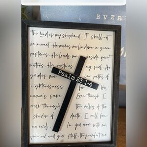 Psalm 23 Framed Wall Decor Christian Scripture Sign Farmhouse Cross Bible Verse